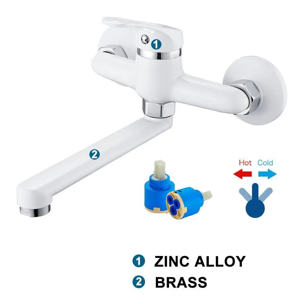 Wall-Mounted Sink Faucet – 180 Degree Rotating Spout