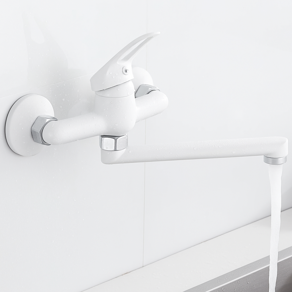 Wall-Mounted Sink Faucet – 180 Degree Rotating Spout