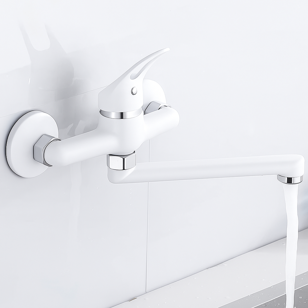 Wall-Mounted Sink Faucet – 180 Degree Rotating Spout