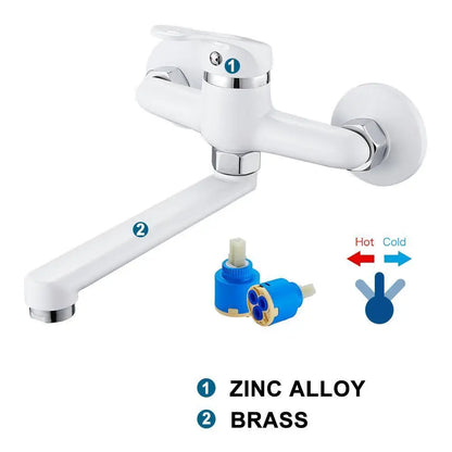Wall-Mounted Sink Faucet – 180 Degree Rotating Spout 