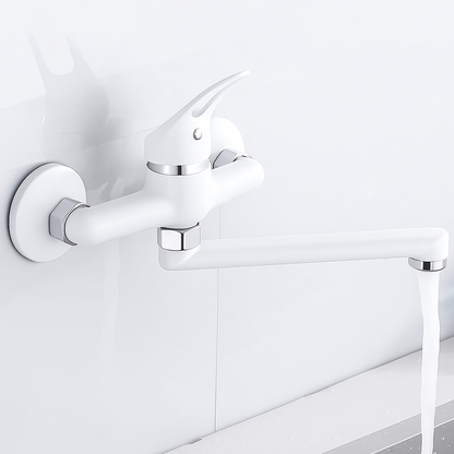 Wall-Mounted Sink Faucet – 180 Degree Rotating Spout