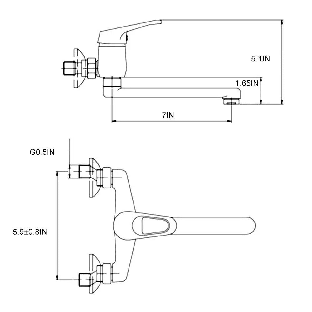 Wall-Mounted Sink Faucet – 180 Degree Rotating Spout 